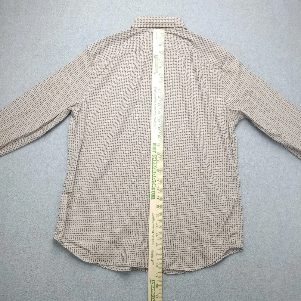 Banana Republic Luxe Poplin Shirt Mens M Beige Geometric Long Sleeve Button Up